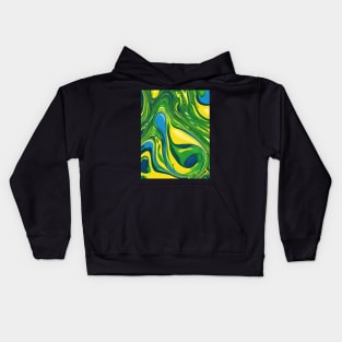 Green - Blue - Yellow Colorful Asymmetrical Pattern. Kids Hoodie